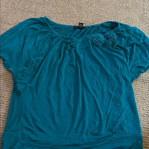 AGB Teal Blouse with Rosette Accents - Picture 1 of 3